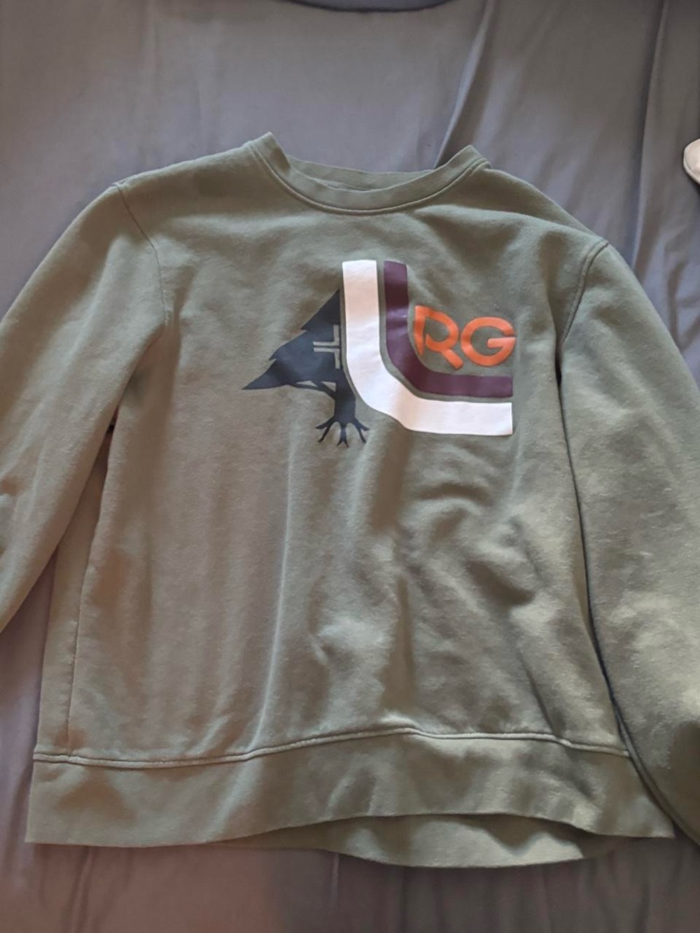 LRG Olive Green Crewneck with Multicolor Chest Logo
